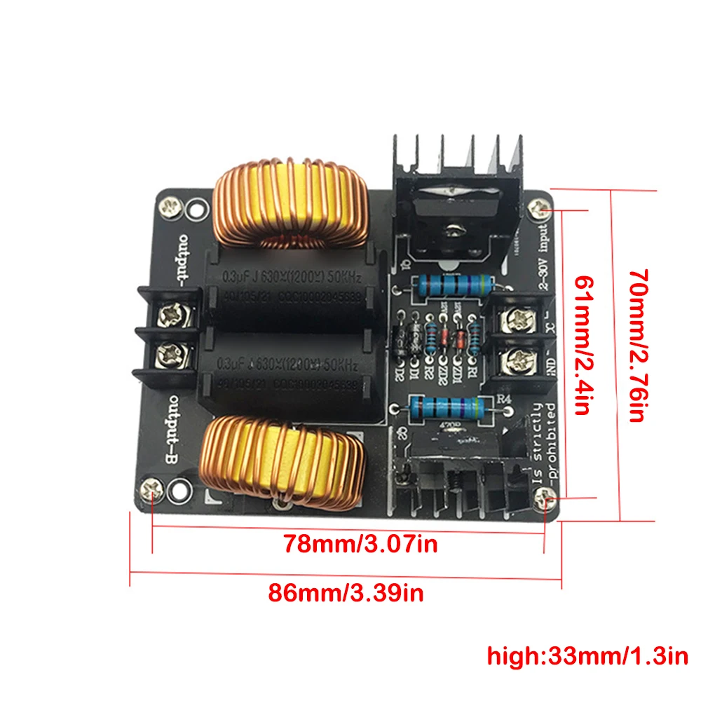 20A 1000W Plate Coil Copper ZVS Tesla Coil Power Supply DC Wire Induction Heating Board High Voltage Generator Driver Board