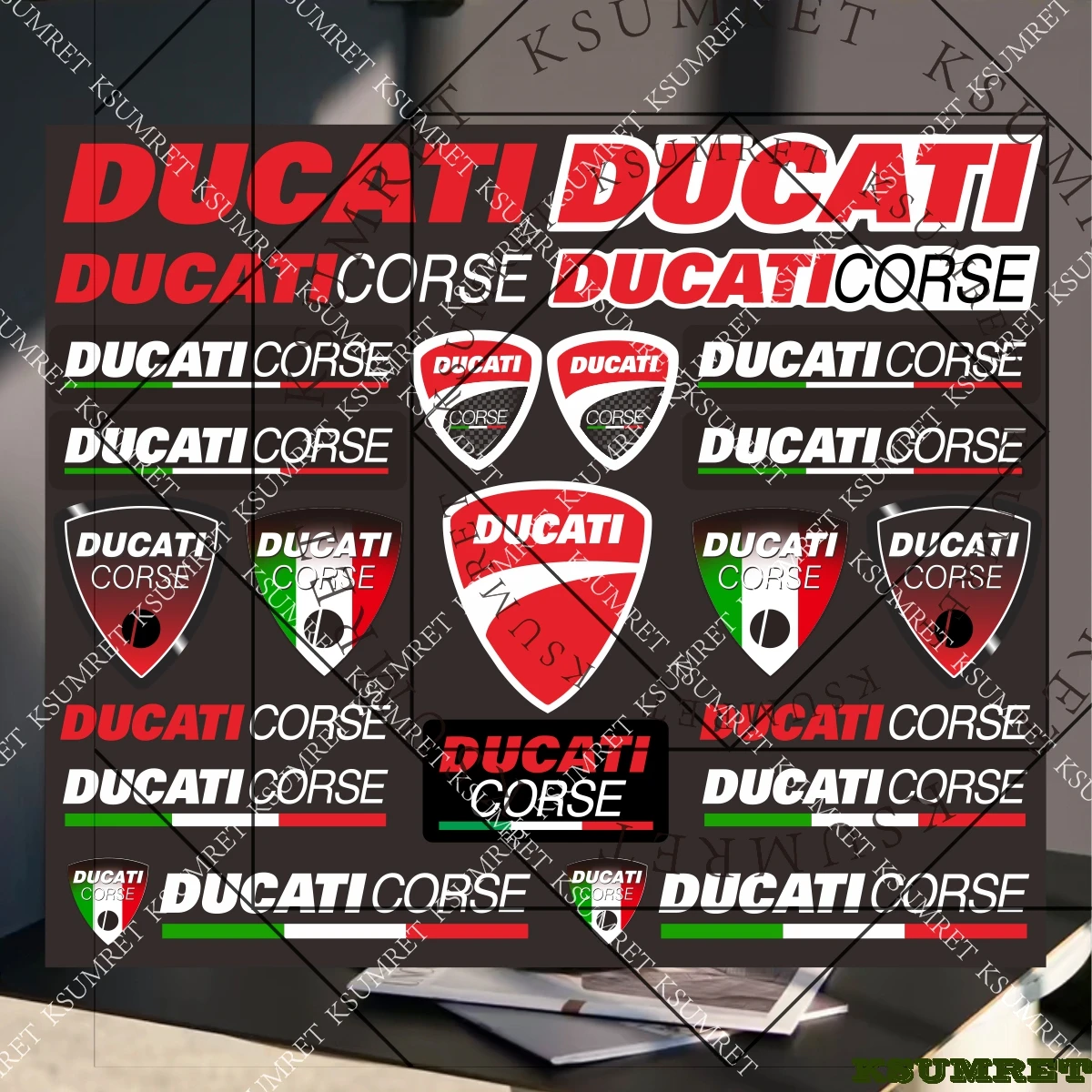 Vinyl-Motorrad-Aufkleber, Karosserie-Aufkleber, Tank-Logo für Ducati Corse-Aufkleber