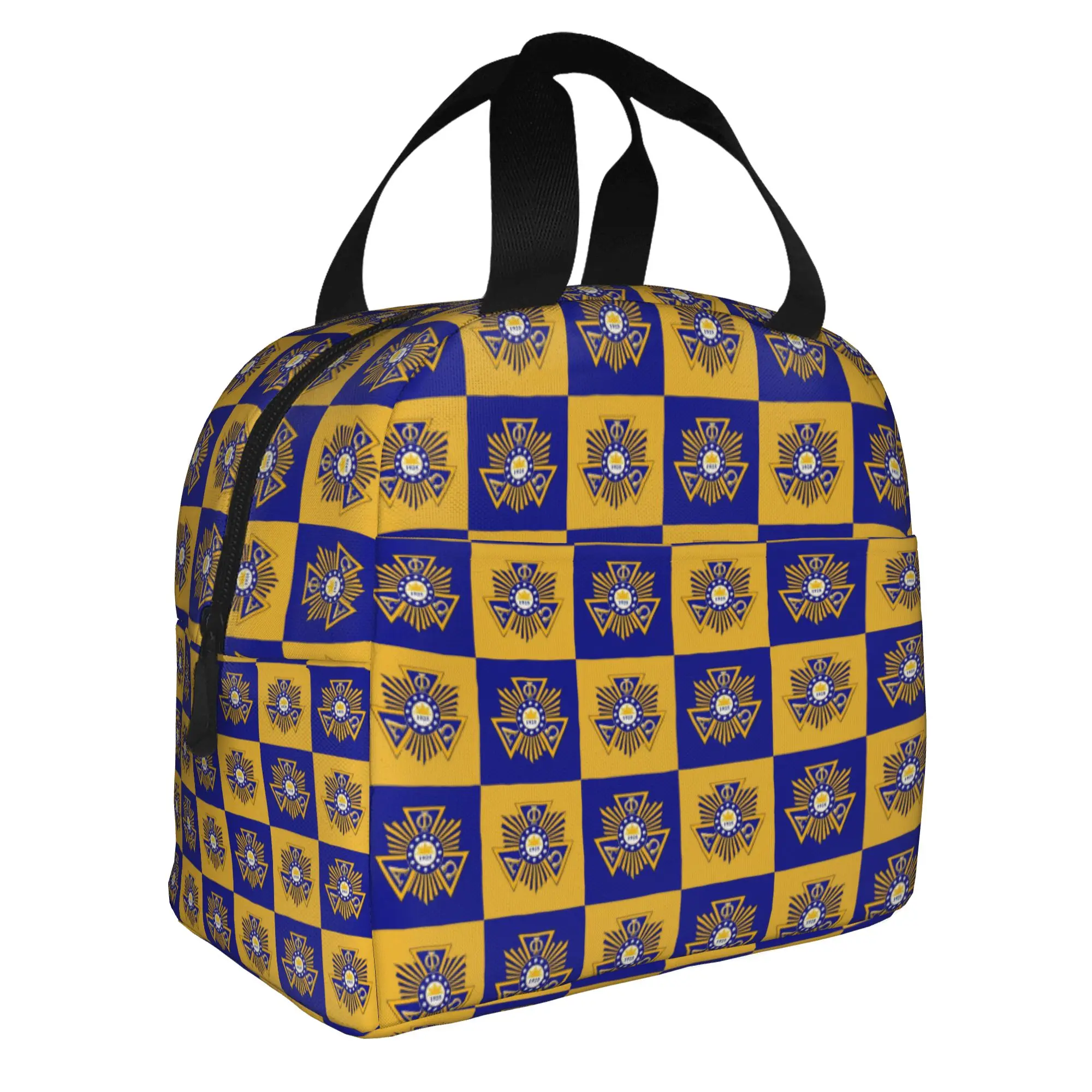 Checkered Plaid Alpha Phi Omegas  Lunch Bag Men Women APO Coeducational Fraternity  Warm Cooler Insulated Lunch Box for School
