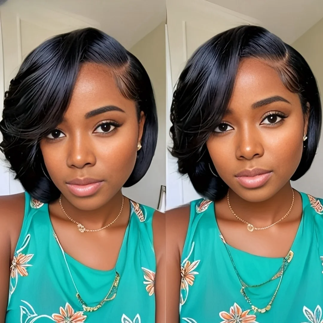 Lace Frontal Wig 13x4 Pixie Cut Wig Human Hair for Women 8 Inch Short Straight Human Hair 180% Density image 3