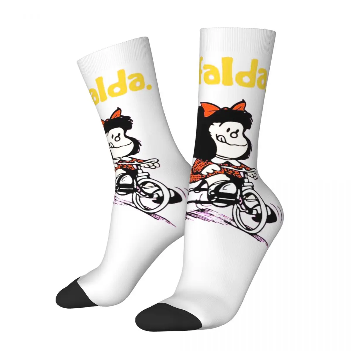 

Harajuku Mafalda Amine Basketball Socks Cute Cartoon Polyester Long Socks for Unisex Non-slip