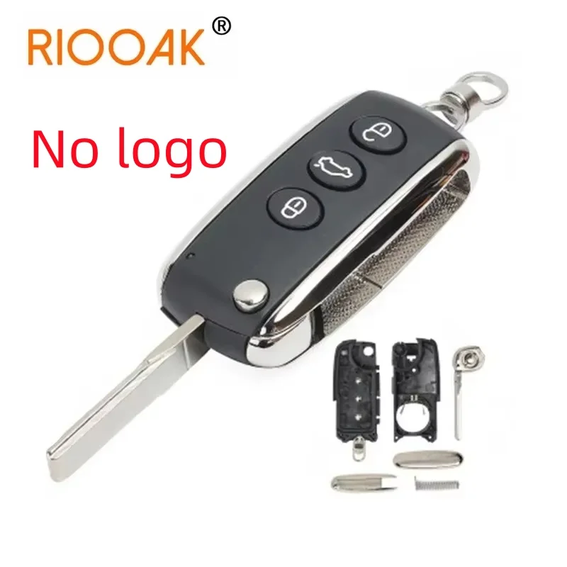 No logo 3 Buttons Folding Flip Remote Auto Car Key Shell Case Cover for Bentley Mulsanne Hurtling GT Flying Spur Continental Fob