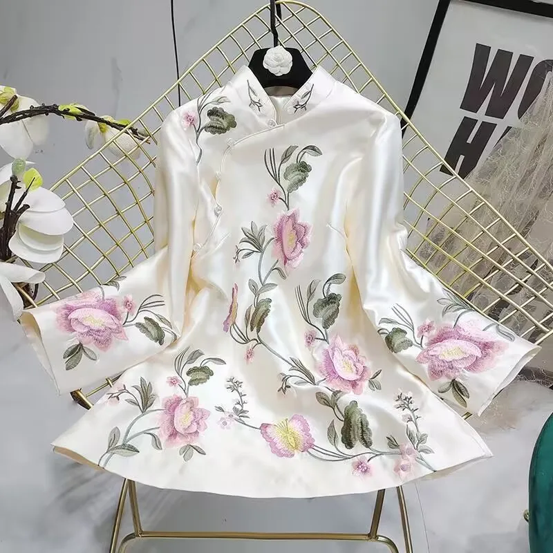 cheongsams vintage top traditional chinese clothes woman tang suit Summer tops embroidery embroidered shirts  blouses for women