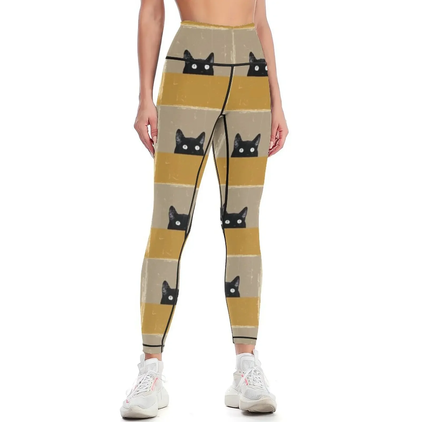 

Peeking Black Cat Leggings sportswear gym Sports pants woman sport pants gym top Womens Leggings