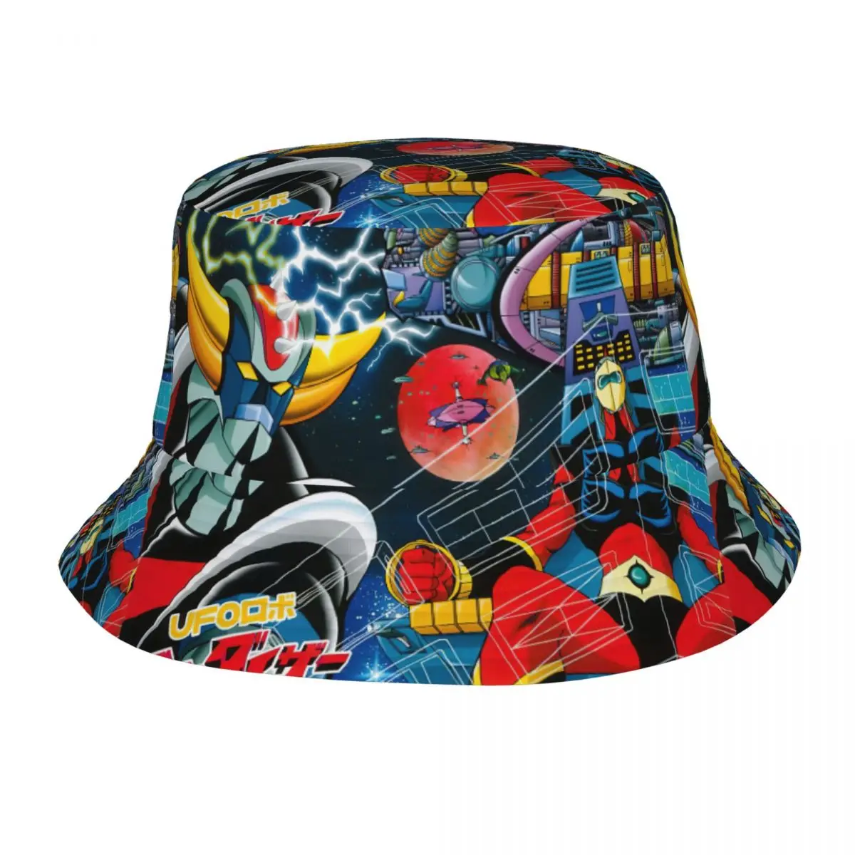 Bucket Hats Goldorak Actarus Mazinger Z Summer Beach Vacation Getaway Headwear Vacation Fishing Hats UFO Robot Anime Boonie Hat