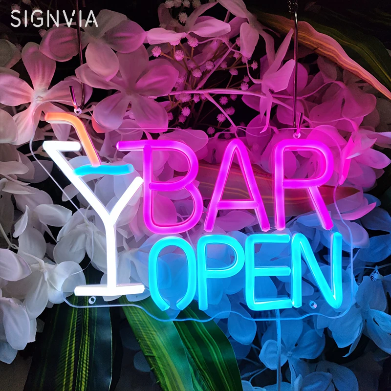 Bar Open LED Neon Sign Business Party For Office Store Restaurant Cafe Open Sign Led Wall Decor Aesthetic Decoration Neon Lamp