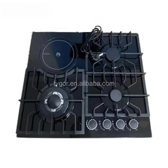 Popular Built-in Gas Cooker 4 Burner Stainless Steel Surface Electronic Ignition Class a Energy Efficient Household Use FFD