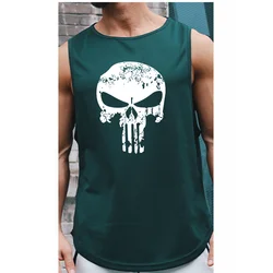 Men's Skull Print Tank Top gym shirt clothing Breathable Basketball Training Sportswear Outdoor quick-drying Fitness vest