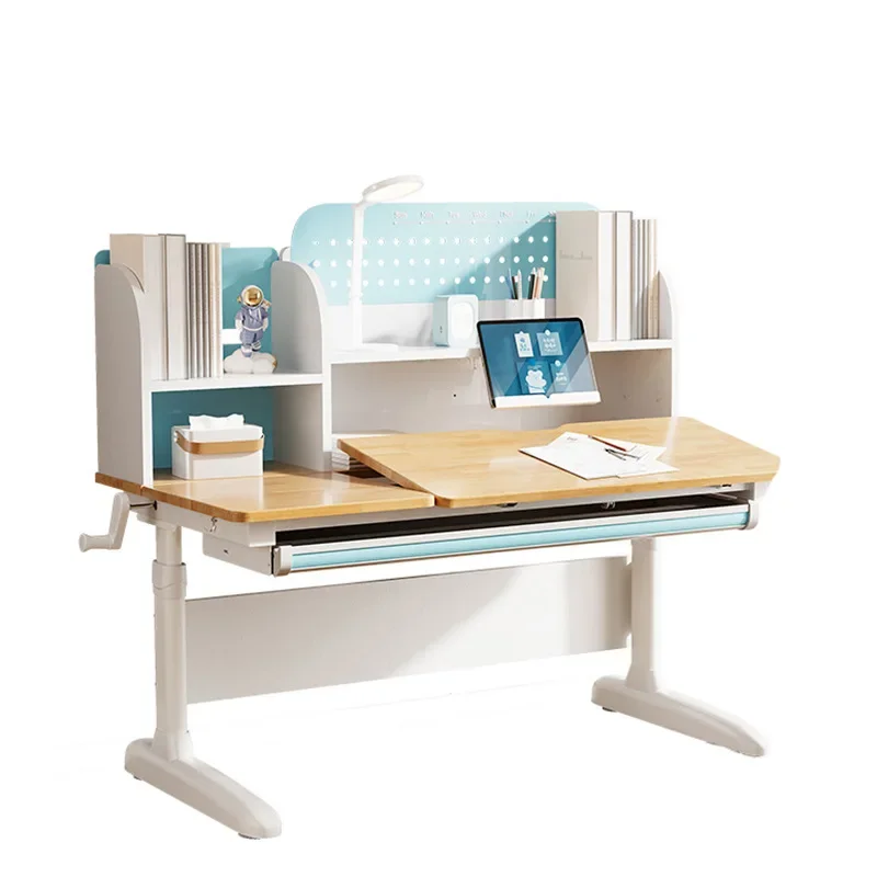 ga-Children's Study Table And Chair Set Lifting Student Solid Wood Writing Desk