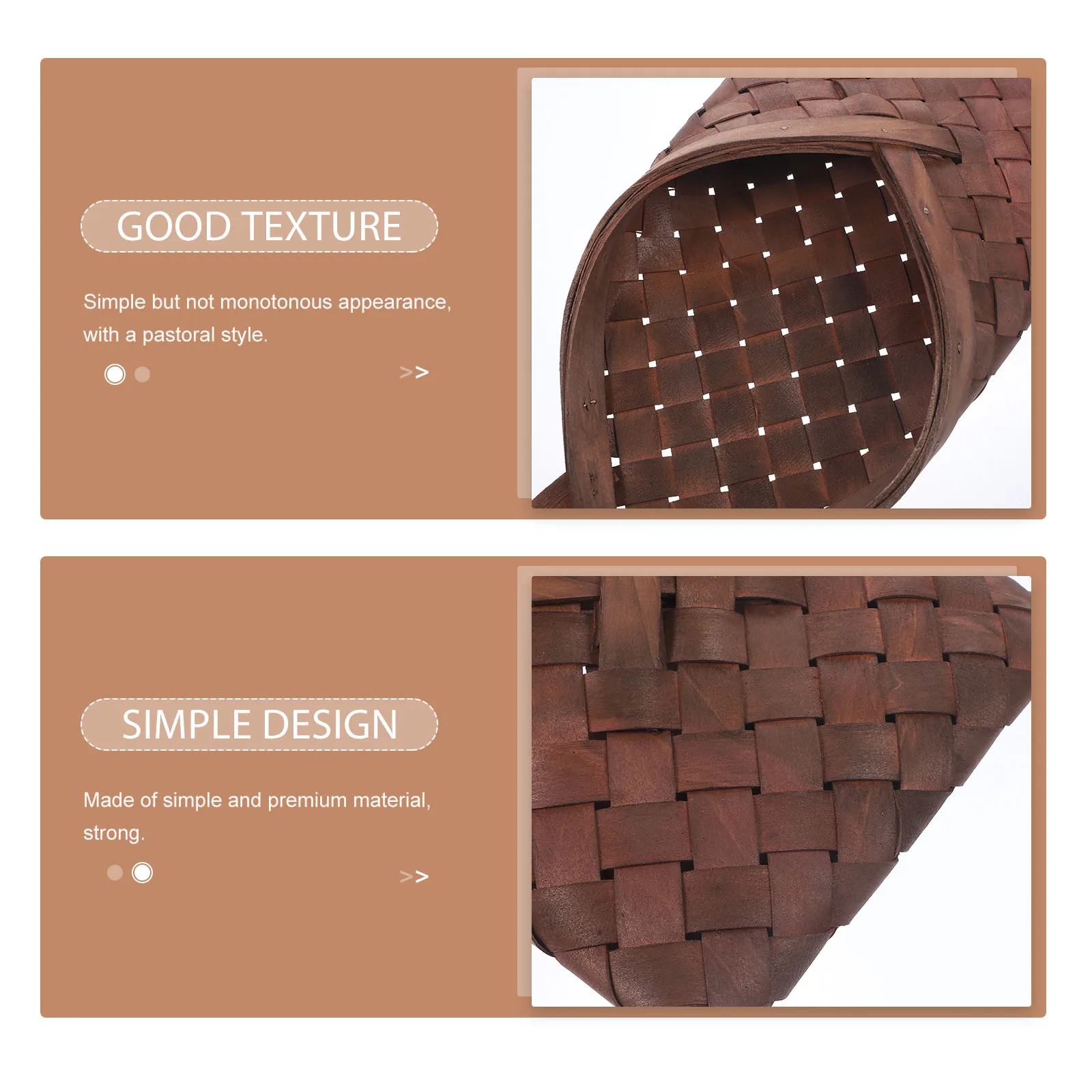 

Woven Wood Storage Basket Wall Hanging Flower Holder Rustic Style Plant Basket Kitchen Organizer Hanging Sundries Storage Bin