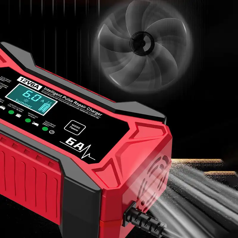 Auto Batterij Oplader 12V 6A Puls Reparatie LCD Display Smart Fast Charge AGM Deep Cycle GEL Lood-zuur Oplader voor Auto Motor