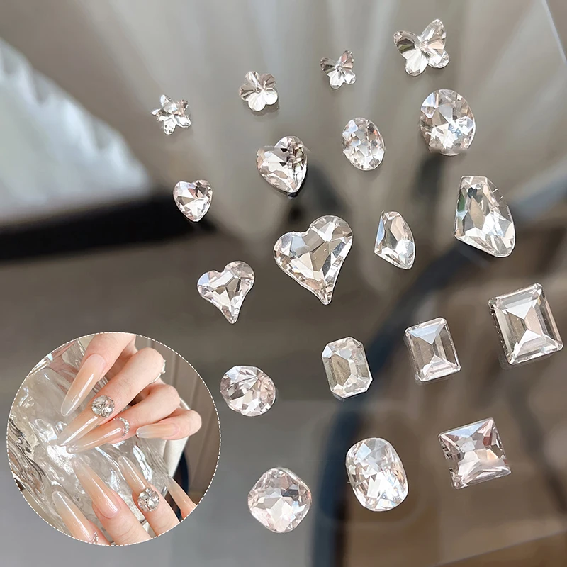 5 pezzi di diamanti di cristallo di lusso punte per pile nail art strass 3D fai da te impilati trapano gioielli charms manicure decorazione accessori