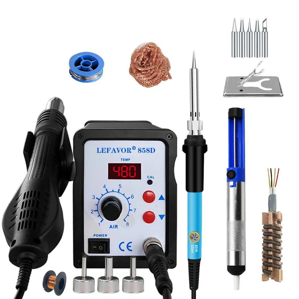 Hot Air Gun 858D BGA Rework Solder Station Blower Hair Dryer Hairdryer Soldering Heat Gun 220V 110V For SMD SMT Welding Repair