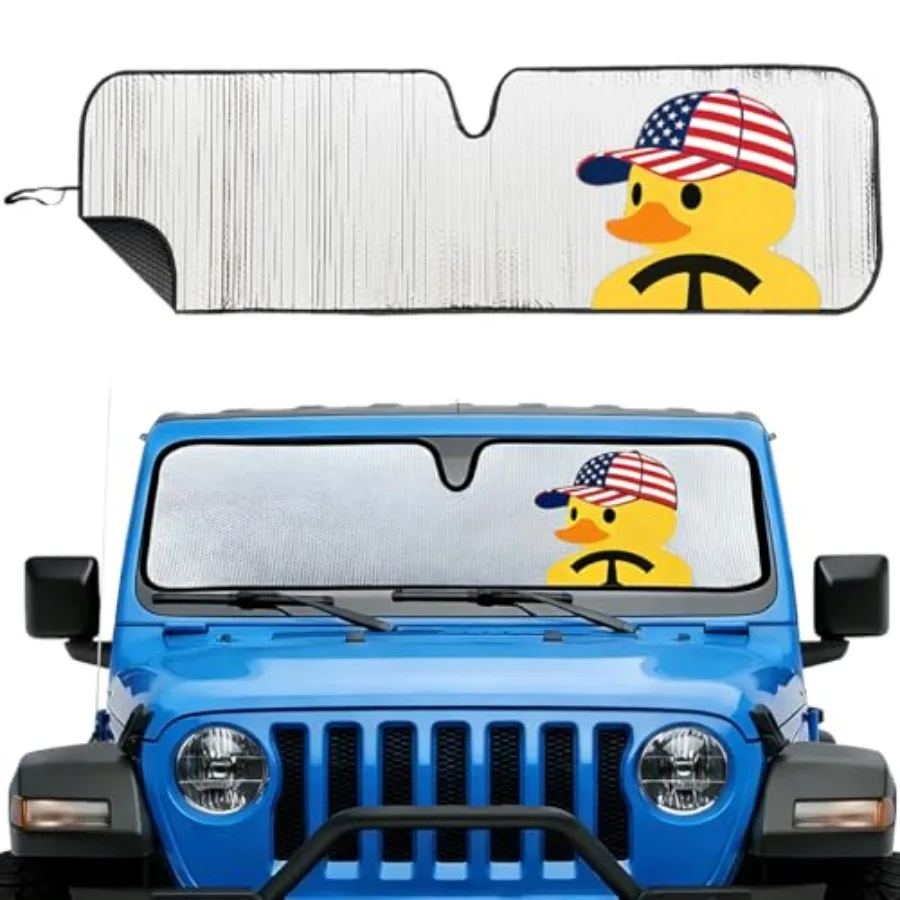 

Cute Windshield Sun Shade for Jeep Wrangler TJ JK JL JKU JLU Gladiator JT 19972026 USA Flag Duck Pattern Funny Sunshade Heat Sh