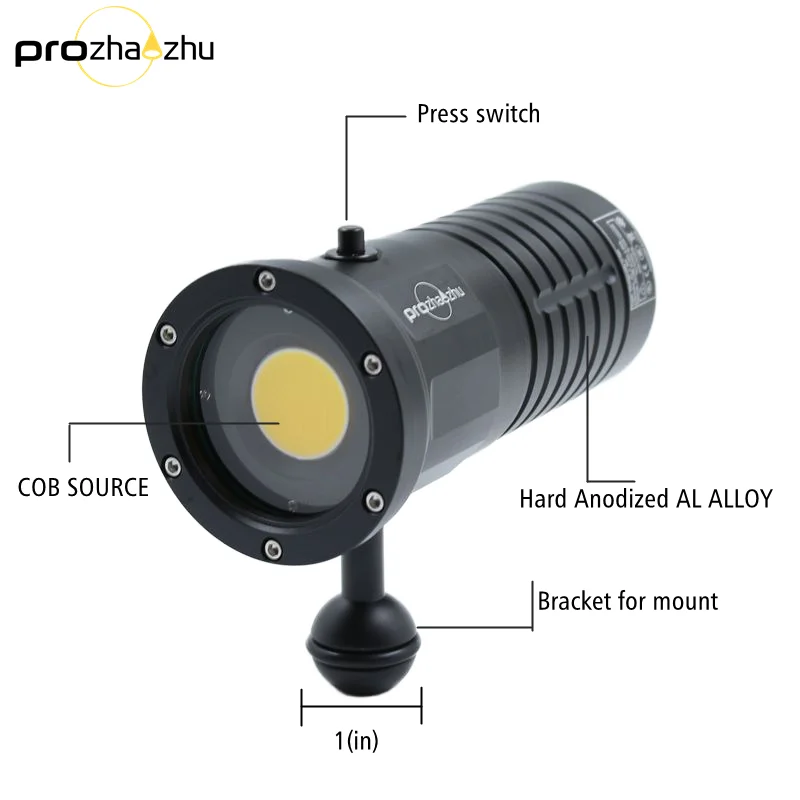 12000 Lumen Aluminum Alloy Video Diving Light COB IP68 200M Underwater Photo Video Filming Diving Lights Rechargeable