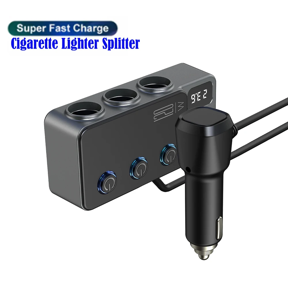 

Cigarette Lighter Adapterr with PD35W 12V-24V Charge Cigarette Lighter Splitter LED Voltage Display for All Car Devices