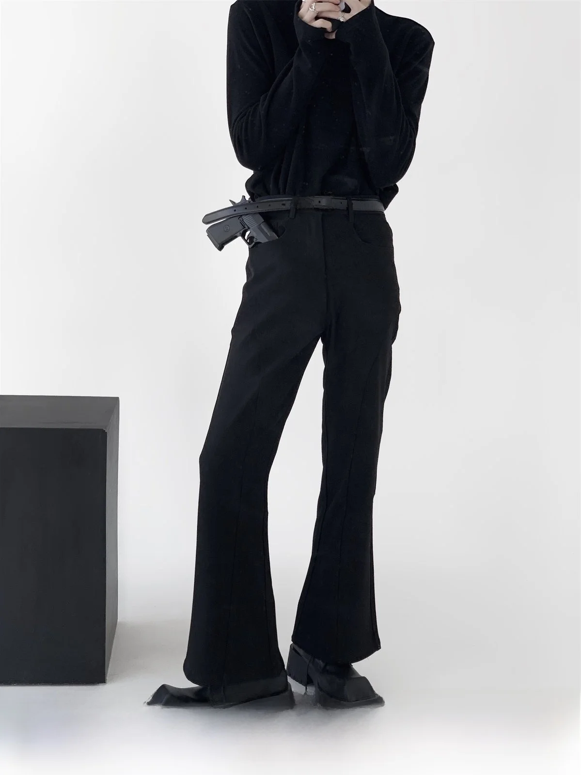 Fall Mountain Wind Men's High Street Straight Leg Pants Draping Micro Flared Clean Fit Korean Style Pure Color Casual Trousers