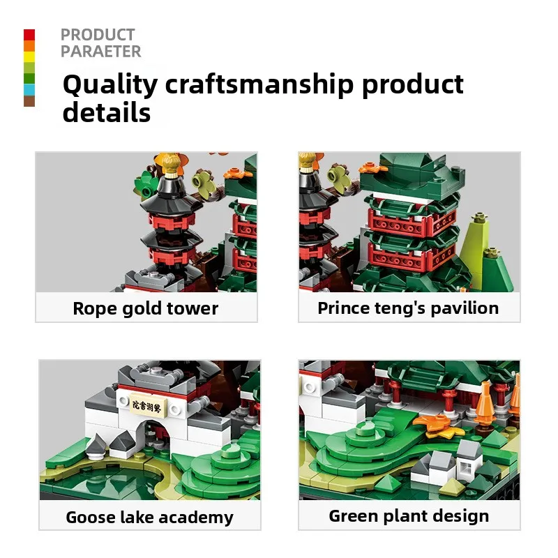Jiangxi City Micro Block Set Guochao Chinese Style Urban Miniature DIY Building Bricks Educational Toy Kids Adults Gift Home