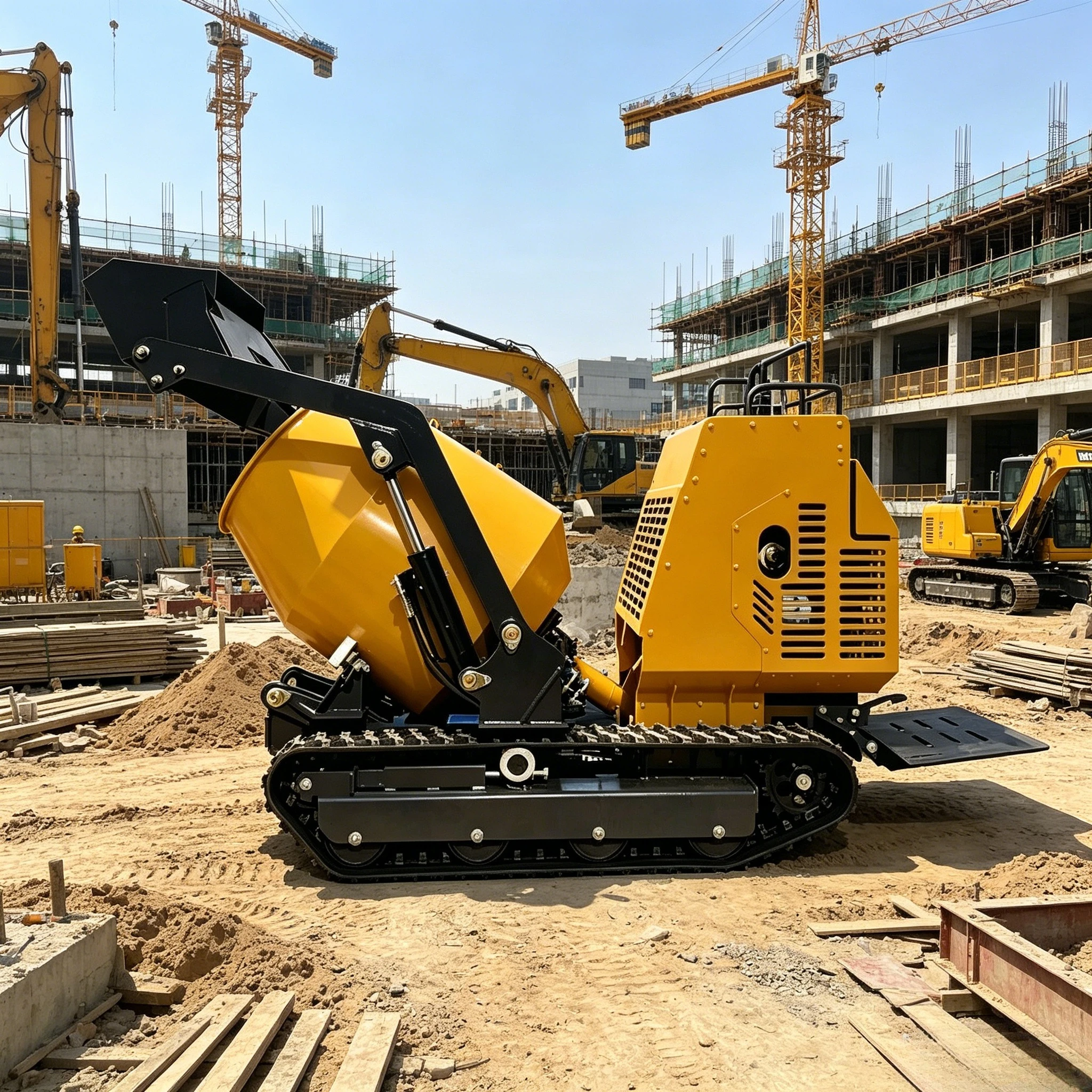 Customized Self Loading Concrete Pump Mini Tracked Concrete Mixer Machine Diesel Powered Self Loading Mixer with Rubber Tracks