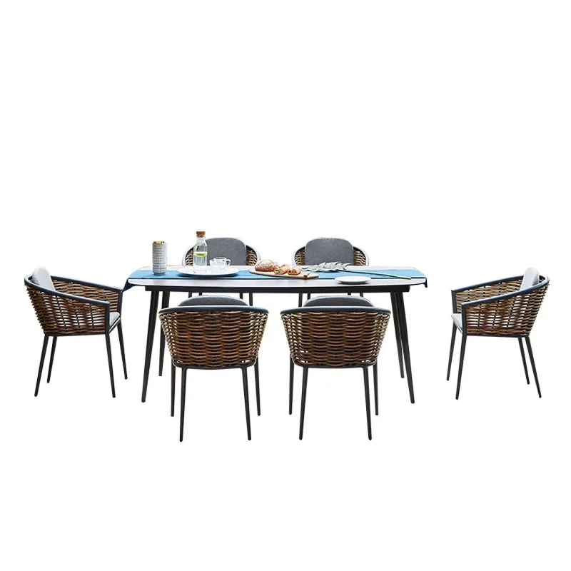 Outdoor villa courtyard table and chairs leisure garden slate dining table outdoor rainproof outdoor