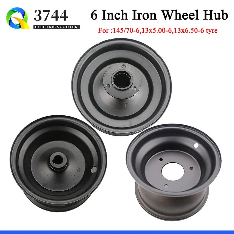 

6 Inch Iron Wheel Hub for110cc 125cc ATV Karting Go Kart Lawn Mower-Fits145/70-6,13x5.00-6,13x6.50-6 Tires-Durable&Universal Fit