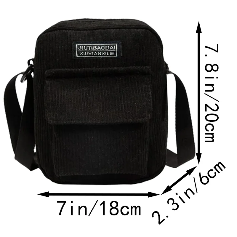 Daily Minimalist Solid Color Corduroy Messenger Bag Soft Fabric, All-match Mini Sling Purse for Ladies Short Outdoor Walks