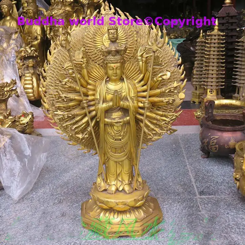 

57cm huge Southeast Asia safety healthy Effective protection copper Thousand-hand Bodhisattva Guanyin buddha statue for temple