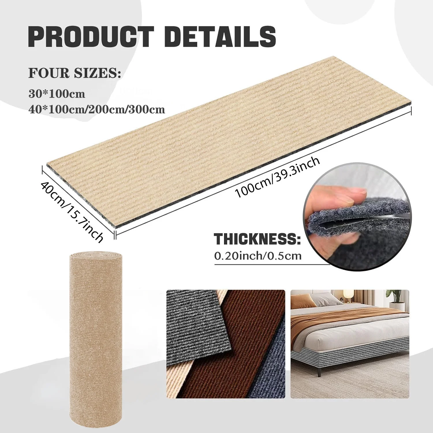 4 Sizes Self-adhesive Cat Scratcher Sofa Protector Cats Scratcher Pad Board Protection Trimmable Carpet DIY Cat Scratch Mat