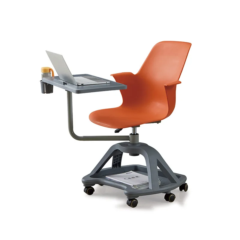 University Student Training Chair with PP Armrest Wheels Plastic Writing Pad for Classroom Workshop Hotel or Home Office Use