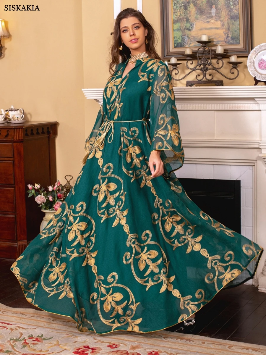 Ramadan Robe Dresses For Women 2023 elegante manica lunga ricamo Evening Party Dubai Abaya abito Casual musulmano