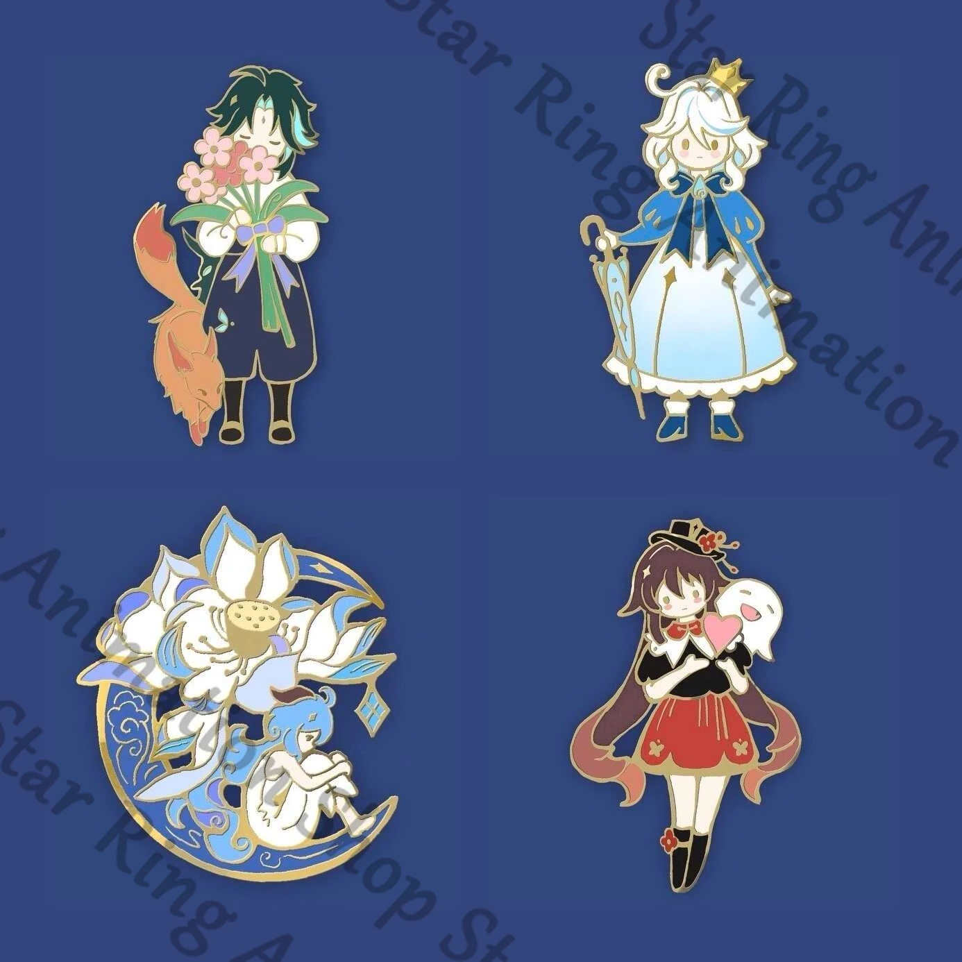 

Genshin Impact Xiao Furina Ganyu Hu Tao Anime Imitation Enamel Metal Brooch Breastpin Badge Cospaly Cartoon Gift