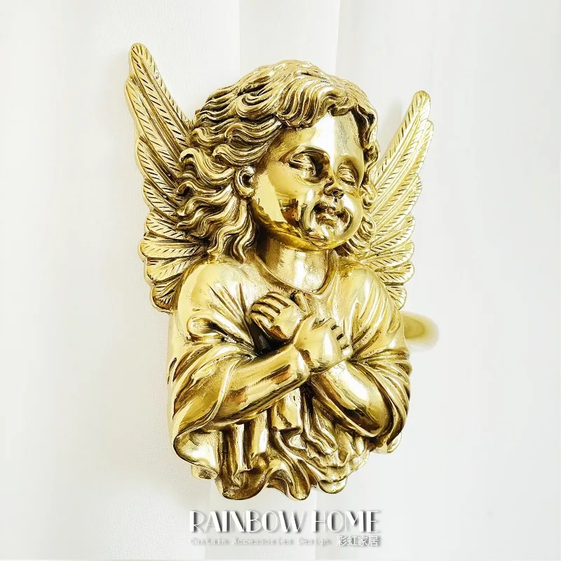 Handmade lost wax meditation angel brass curtain hook wall hook curtain strap hook living room bedroom European American