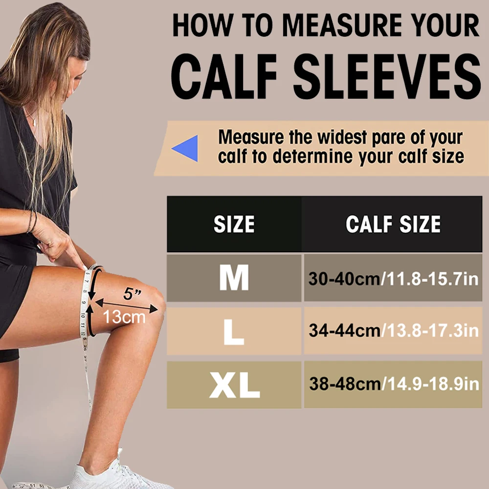 1 Pair Calf Compression Sleeves for Men & Women – Footless Compression Socks Support for Varicose Veins, Nursing, Pregnancy
