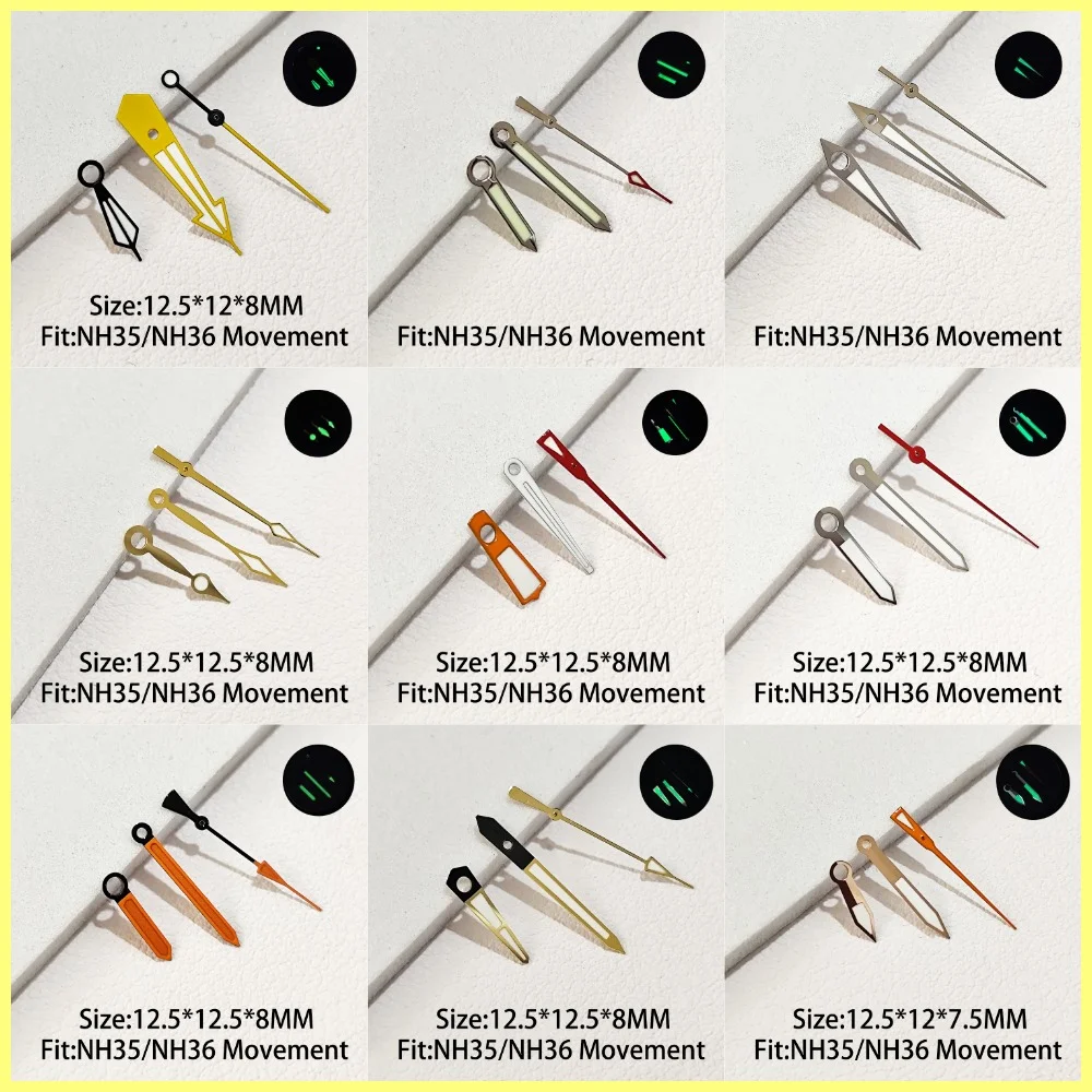 ساعة يد عالية الجودة مناسبة لسلسلة NH35 NH36 حركة أوتوماتيكية C3 إكسسوارات ساعات رجالية مضيئة Pointe
