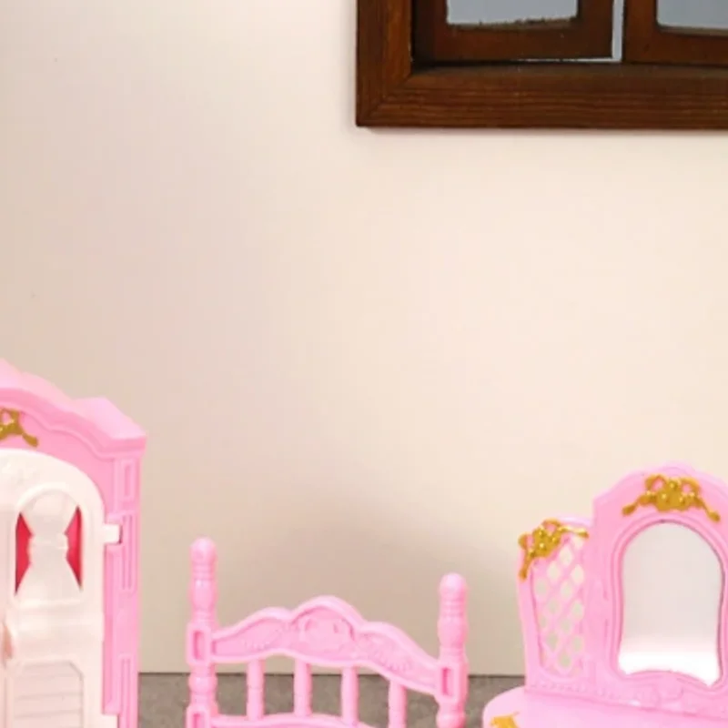 Modèle de meubles miniatures pour maison de poupée, ensemble de chambre 1:12 avec armoire et commode, accessoire de jouet de décoration amusant