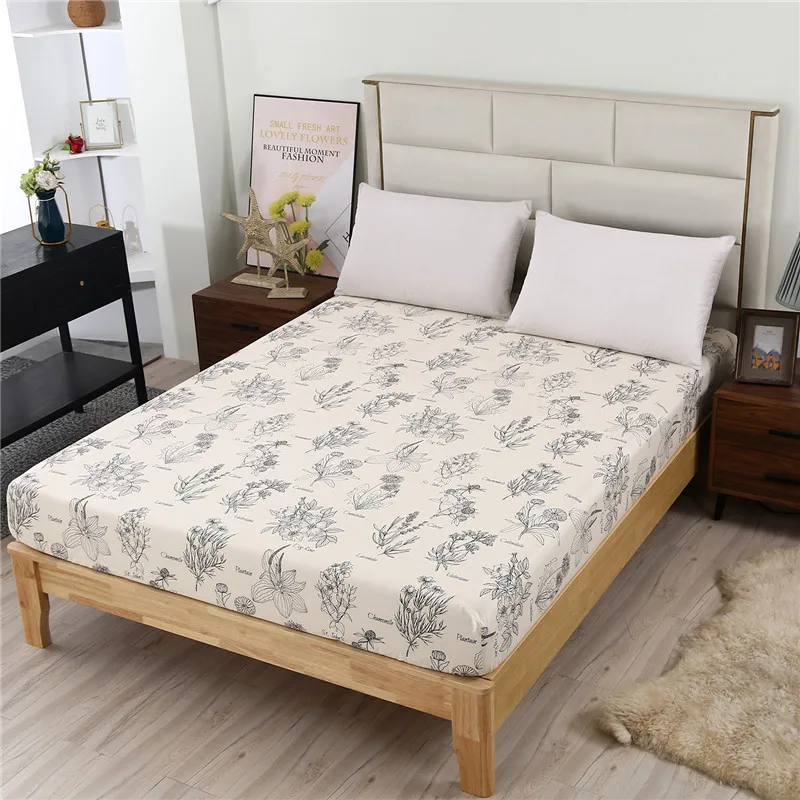 1 Pc Fitted Sheet Cotton High-Density Soft Printed Fabric With Elastic Band Bed Sheet Mattress Cover Can Be Customized size