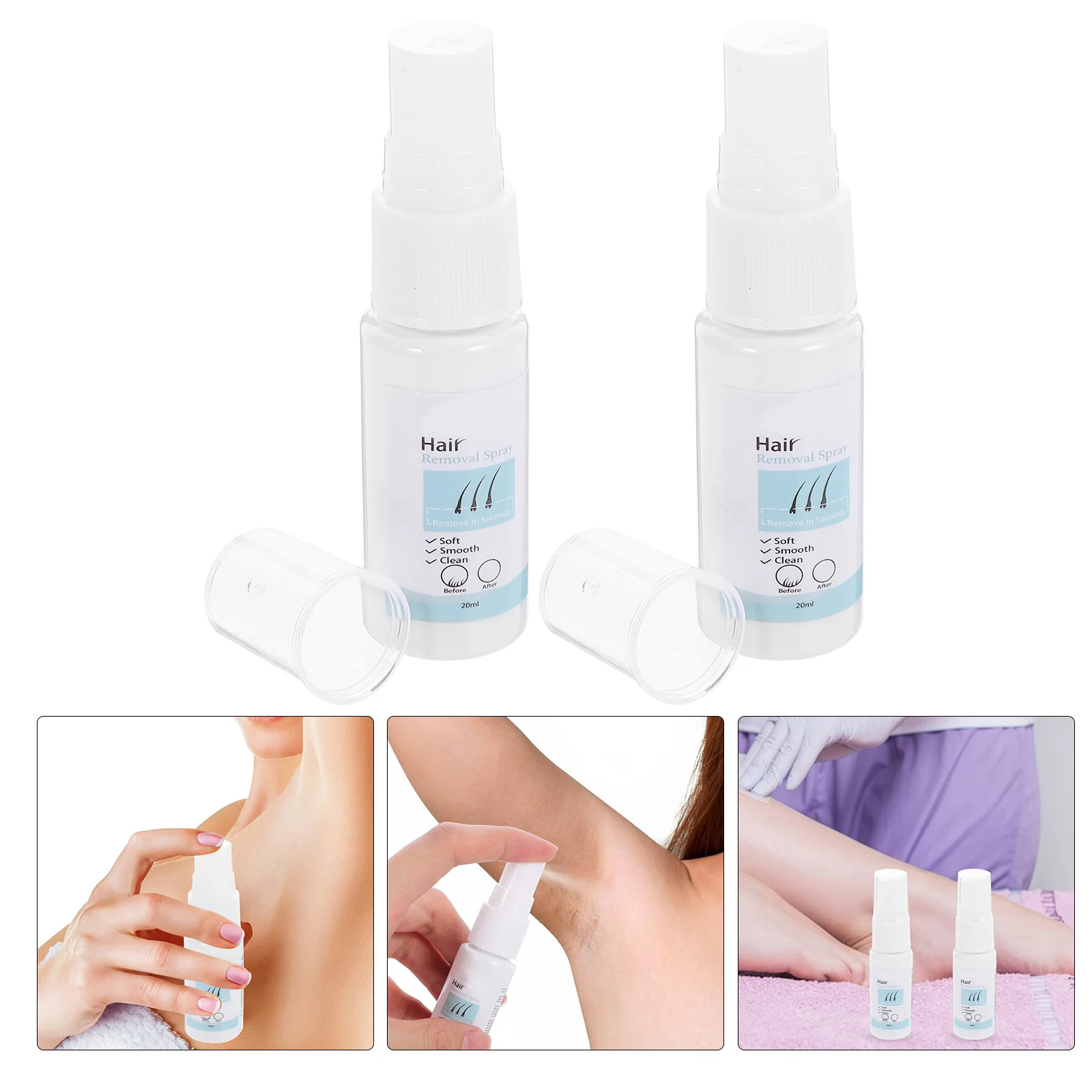 

Body Hair Removal Spray 2 Bottles Fast Depilation For Women Men Portable Painless Hair Inhibitor Lightweight Spray For