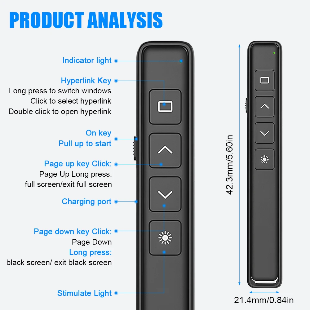 Wireless Remote Control Slide Page Turner Office Teaching Projector Presentation Remote Page Turner Clicker