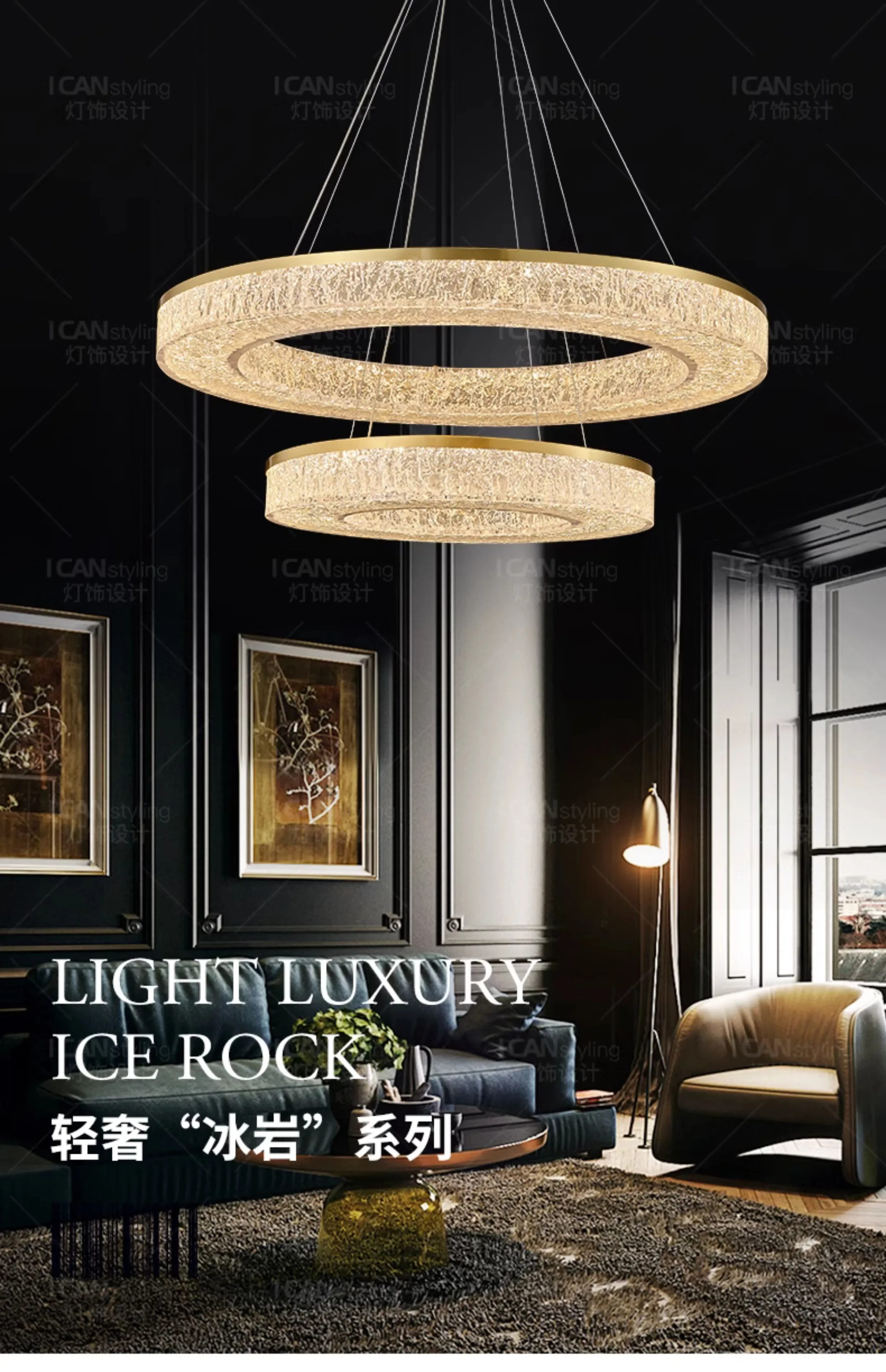 

Italian minimalist all-copper high-end light luxury living room chandelier atmospheric villa hall ceiling lamp post-modern bedro