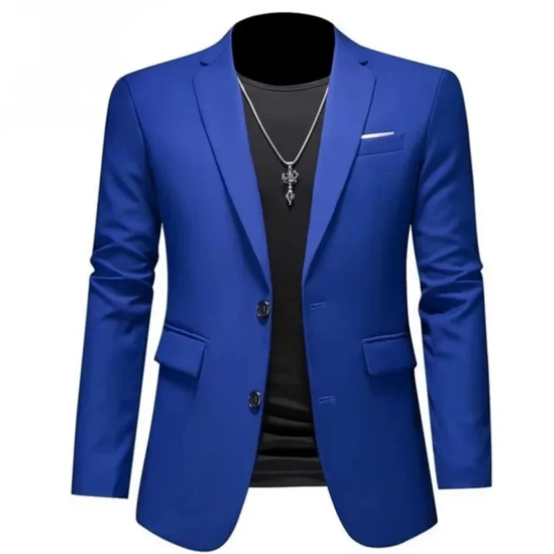 6XL-M High Quality Business Solid Color Two Buttons Suits Jacket 2025 Men Slim Fit Casual Fashion Wedding Groom Tuxedo Coat Tops