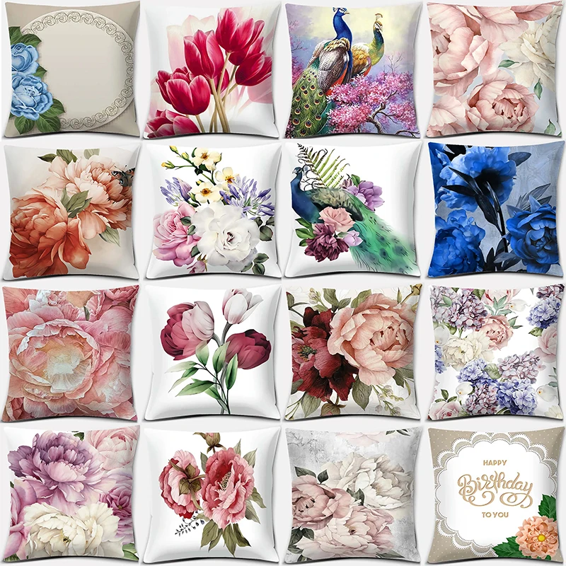 Classical rose flower pattern series Nordic style cushion cover pillowcase square pillowcase sofa home office decoration
