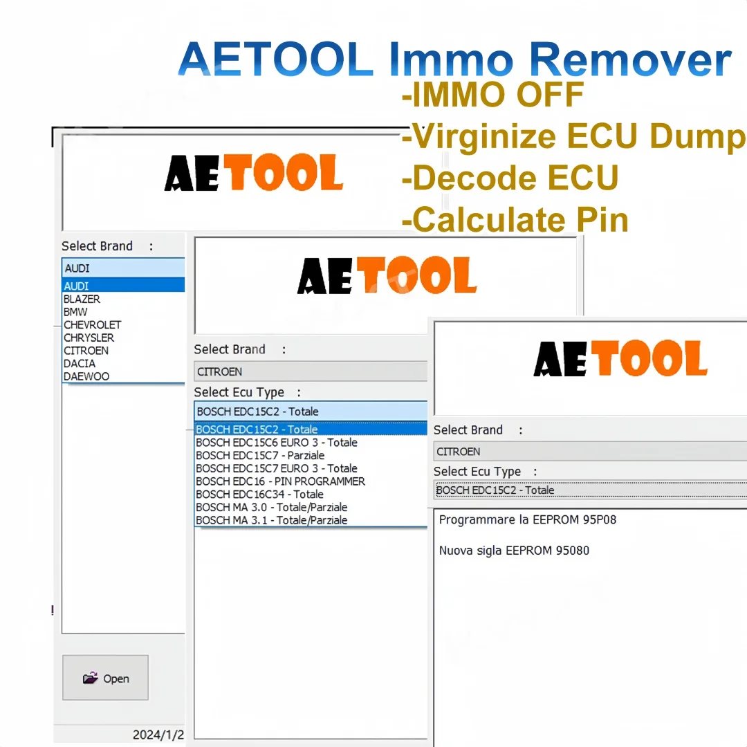 

AETOOL v1.3 ECU декодирование Immo Eeprom Off AETOOL IMMO REMOVER V1.3 ECU Dump Decode ECU Calculate PIN Virgin/IMMO Remover