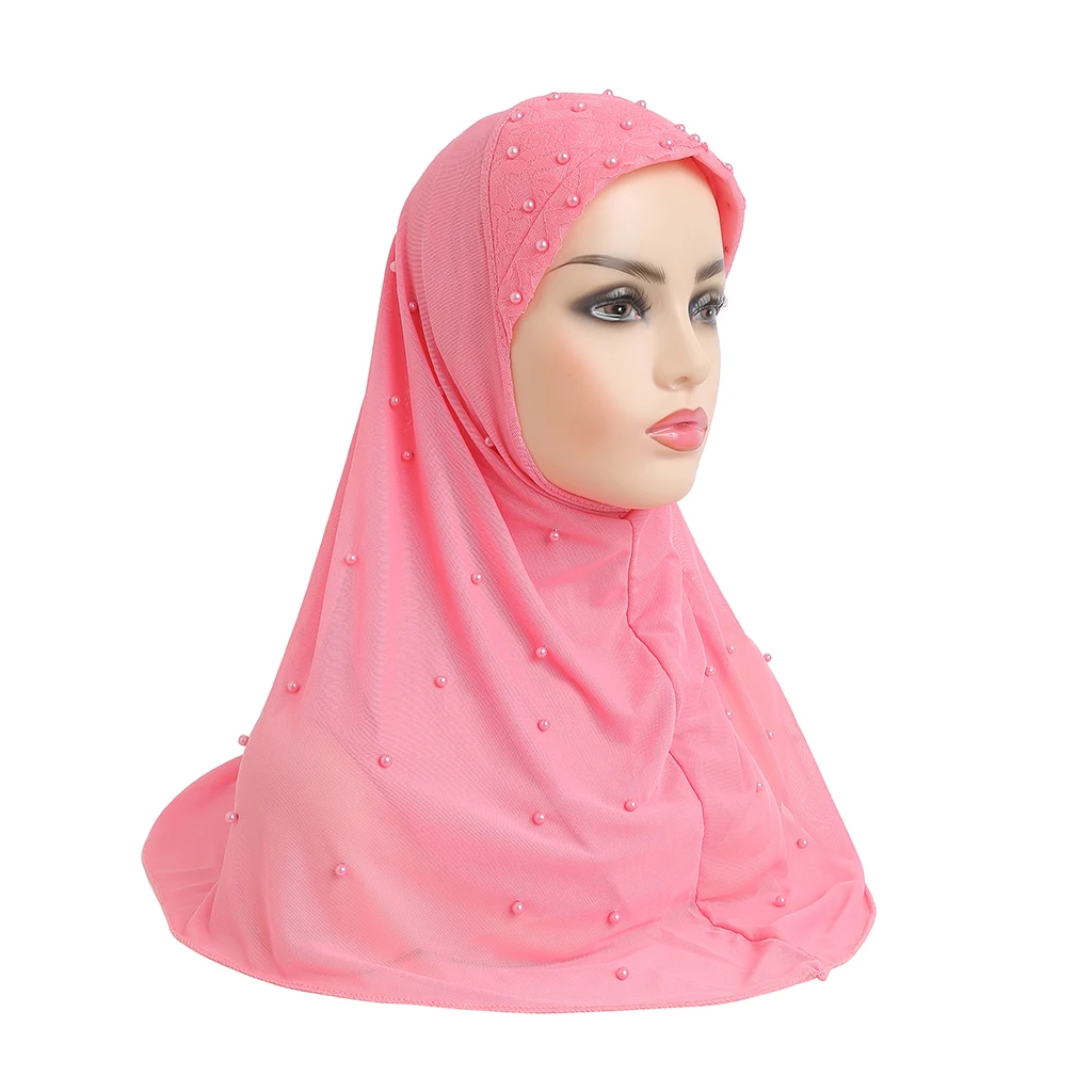 H078 Fashion girls muslim hijab soft net two layers scarf islamic hat amira pull on headwrap beautiful 10 years girl scarf