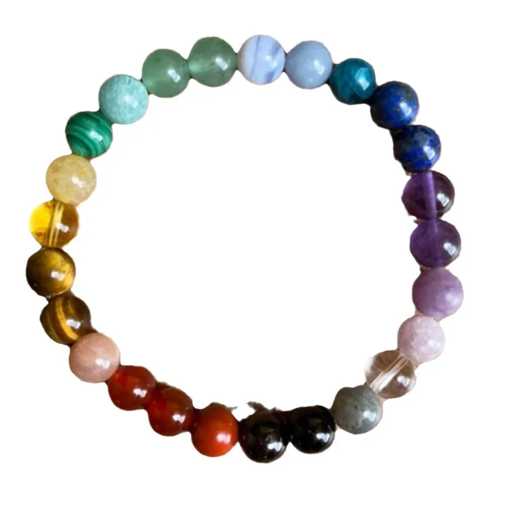 Bohemian Rainbow Stone Bracelet On Hand Best Wishes Colorful Nature Stone Energy Beaded Bracelets Jewelry Gifts