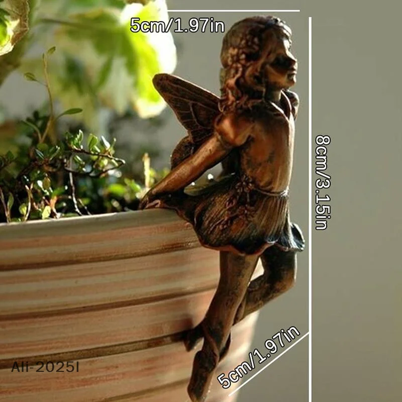 

【I】Fairy Girl Hanging Cup Resin Decoration Fairy Combination Flower Basket Edge Decoration Garden Pot Ornaments