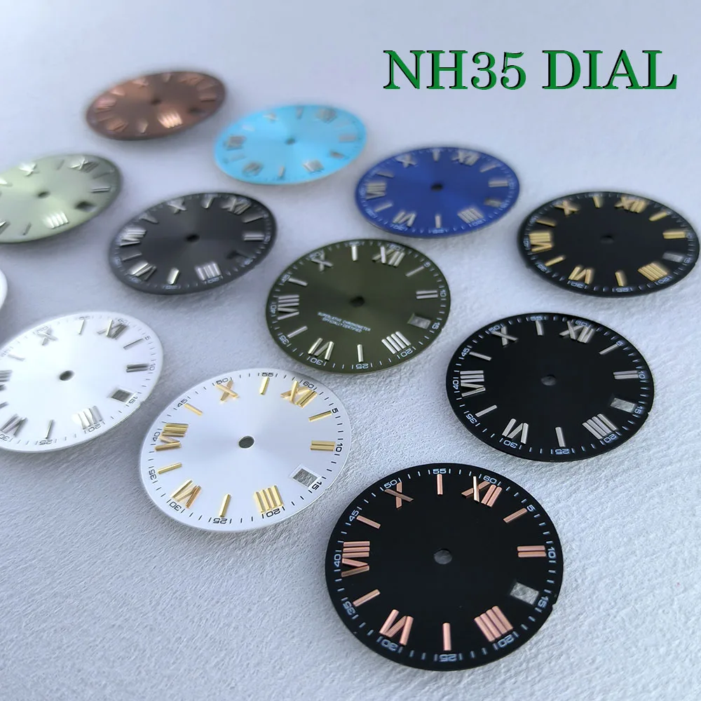 Dial Jam Tangan Pria NH35 Dial Logo Kustom Dial 28.5mm Hitam Hijau Biru Dial Cocok untuk Mesin Jam NH35/NH36 Aksesoris Jam Tangan Alat Perbaikan