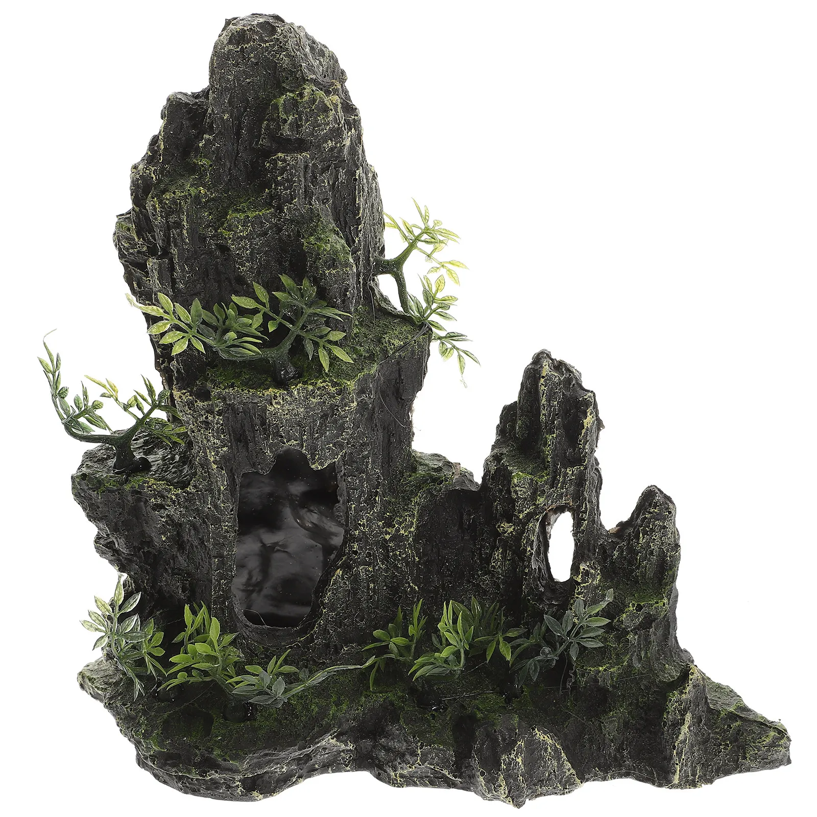 Realistic Resin Fish Hideout Decor – Aquarium Rockery Statue for Home Office Tank Decoration