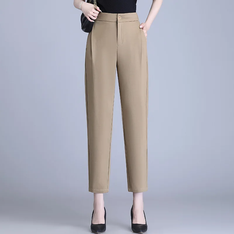 

High Waist Suit Pants Spring and Autumn Small Casual Harem Pants Loose Versatile Slimming Straight Pants