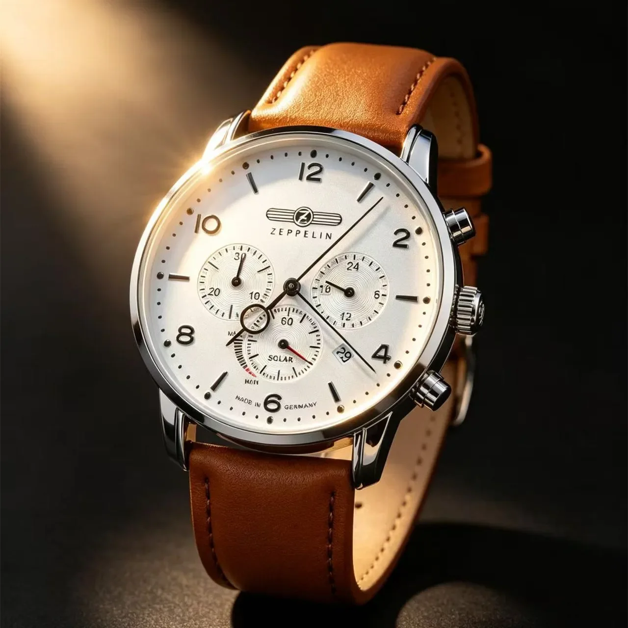 Zeppelin's new series of men's quartz watches, three eye multifunctional chronograph, precise timing, waterproof life clock