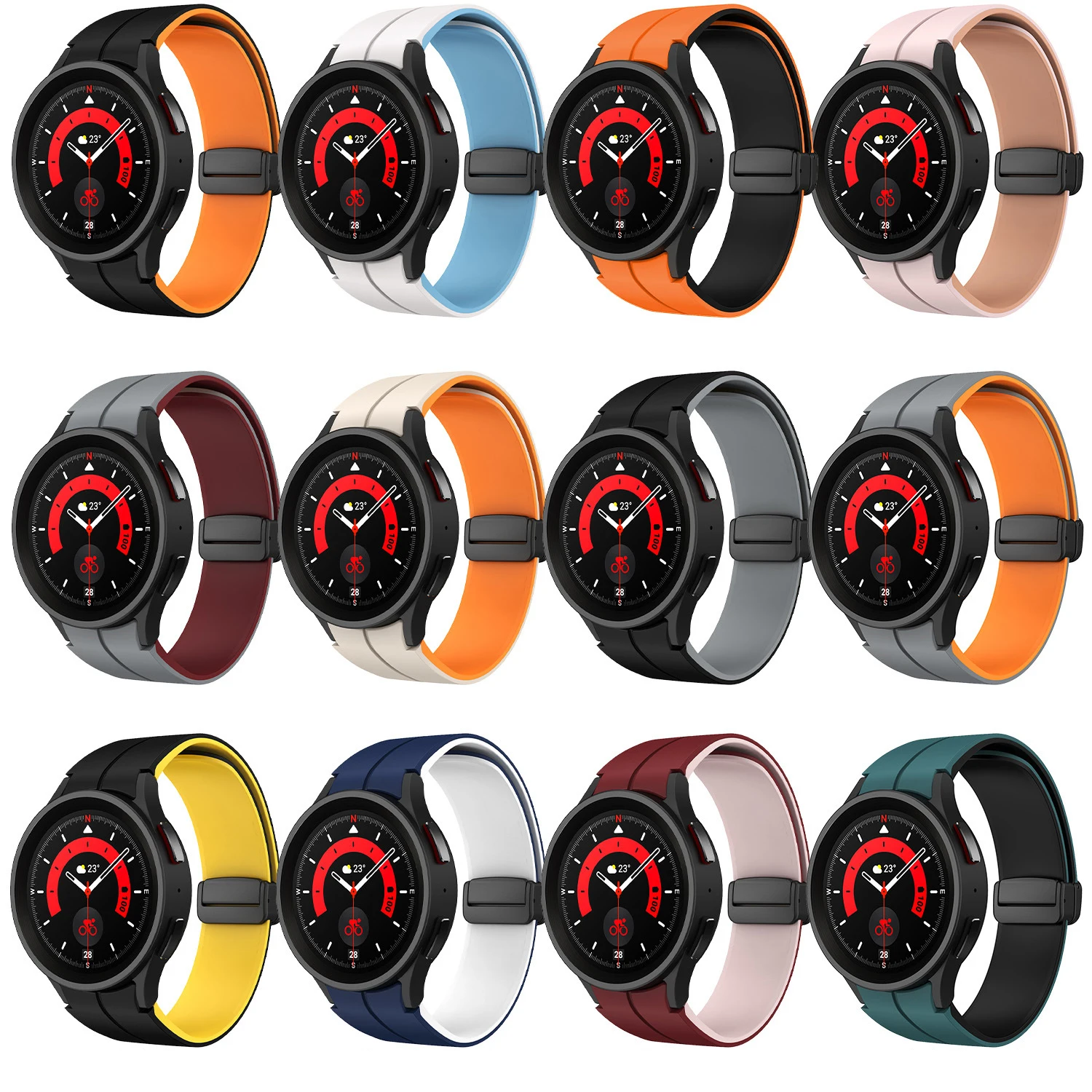 Pulseira de silicone sem lacuna para samsung galaxy watch 7/6/5 40mm 44mm 5pro 45mm pulseira magnética para relógio 6 clássico 43/47mm cinto